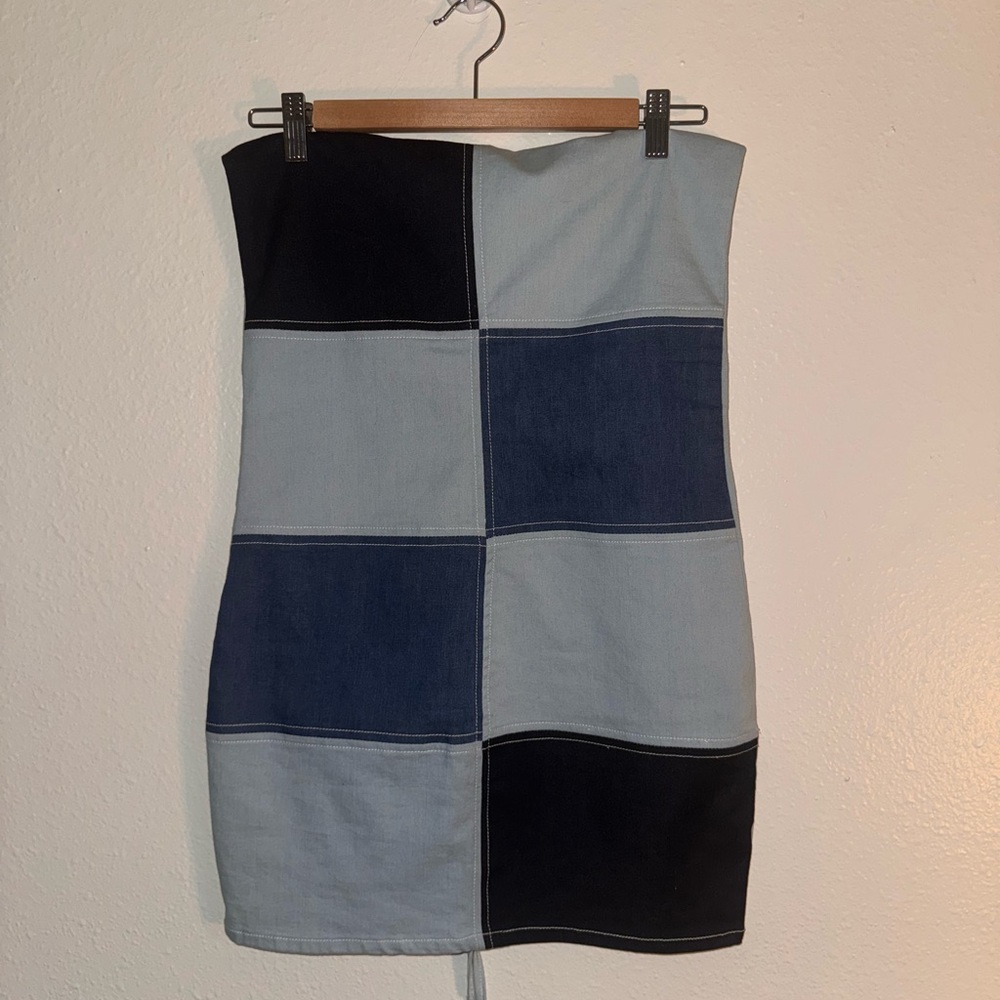 Blue Jean Halter Bodycon Mini Dress